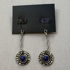 Crystal Guild Vintage Inspired Lapis Lazuli 925 Silver Statement Dangle Earrings
